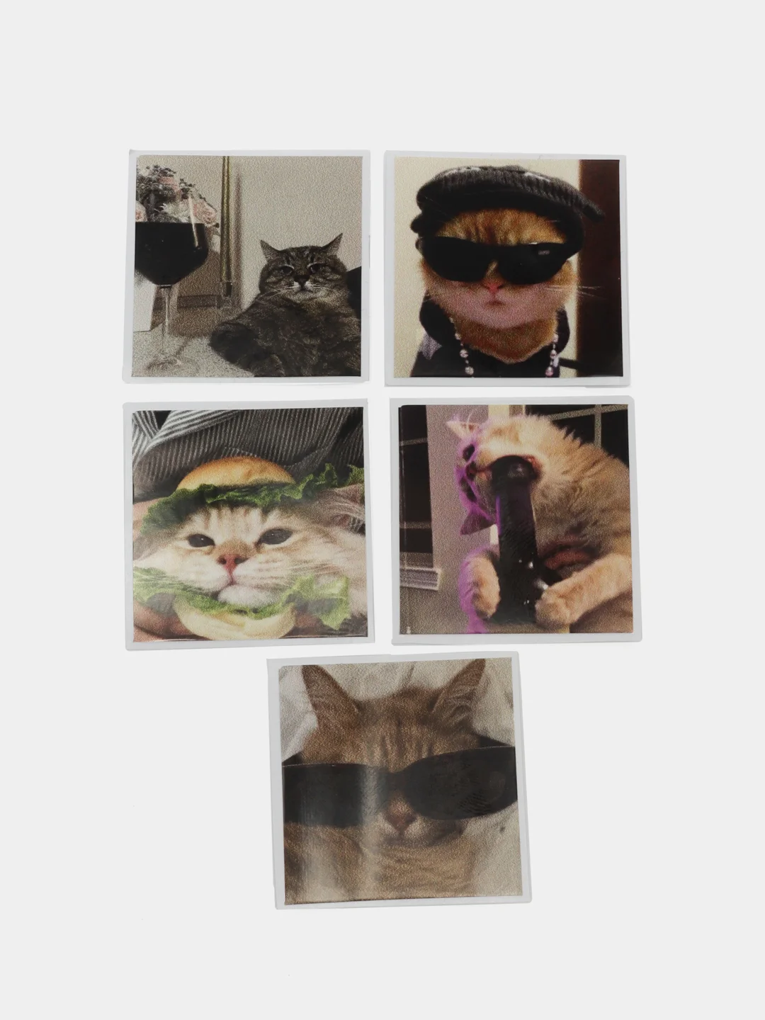 Бежевый меланж наклейки-стикеры "Котики, коты"