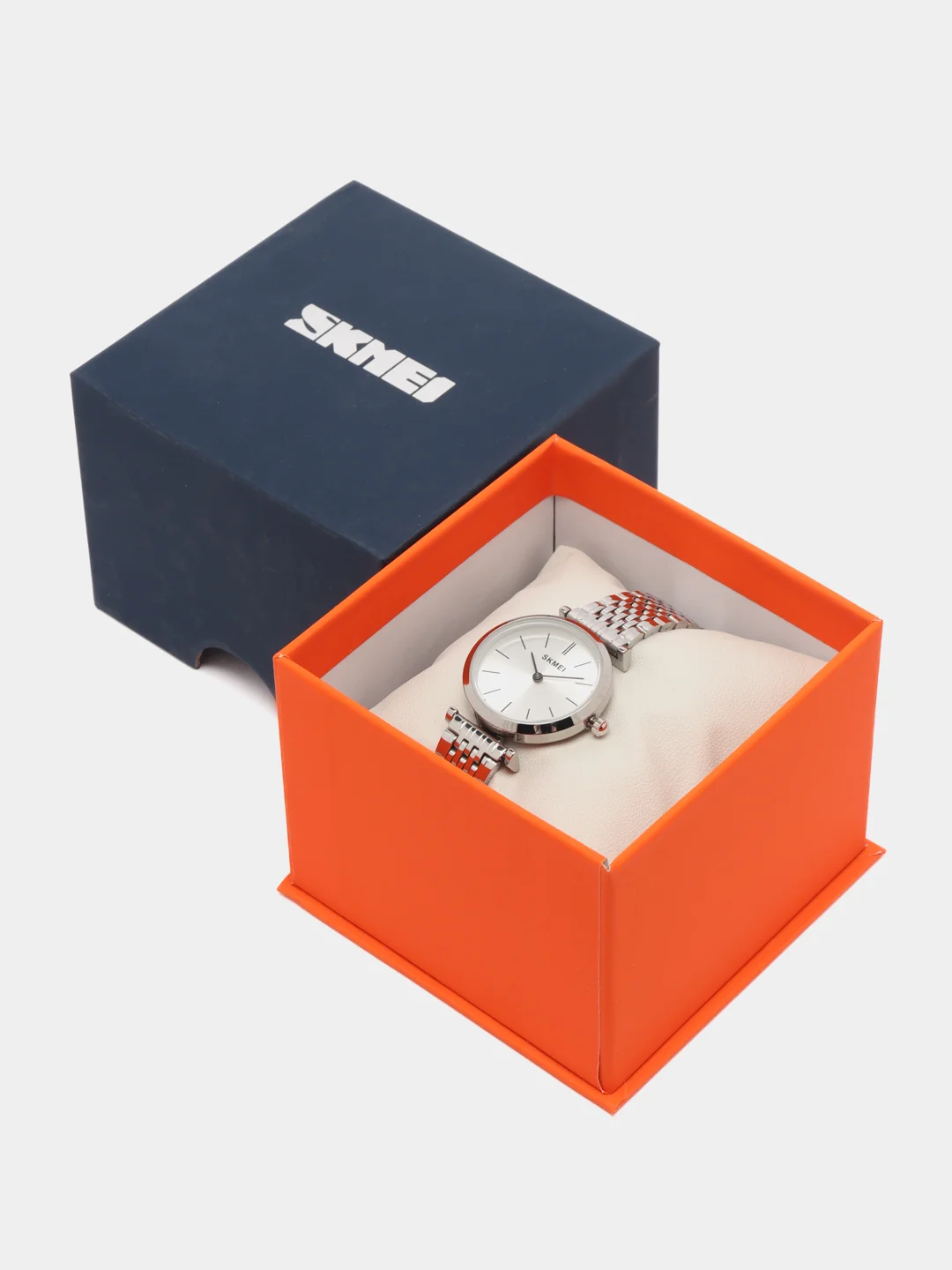 Серебряный женские наручные часы Skmei 1458CS в подарочной упаковке