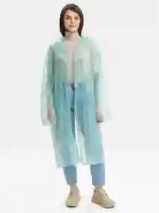 Бирюзовый дождевик с капюшоном, унисекс, с чехлом, 1 штука
