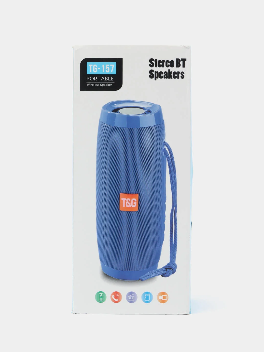 Синий портативная Bluetooth-колонка TG 157, с радио и светомузыкой, беспроводная