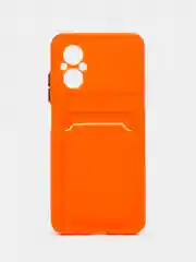 Оранжевый силиконовый чехол Xiaomi Poco M5 4G 2022, Poco M4 5G (Поко М4 5Г, М5 4Г 2022), с карманом для карт, прозрачный