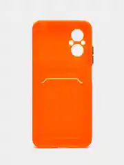 Оранжевый силиконовый чехол Xiaomi Poco M5 4G 2022, Poco M4 5G (Поко М4 5Г, М5 4Г 2022), с карманом для карт, прозрачный