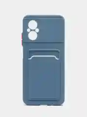 Синий меланж силиконовый чехол Xiaomi Poco M5 4G 2022, Poco M4 5G (Поко М4 5Г, М5 4Г 2022), с карманом для карт, прозрачный