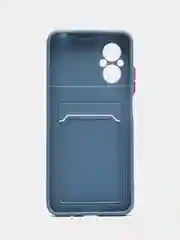 Синий меланж силиконовый чехол Xiaomi Poco M5 4G 2022, Poco M4 5G (Поко М4 5Г, М5 4Г 2022), с карманом для карт, прозрачный