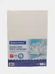 Картон белый А4 МЕЛОВАННЫЙ EXTRA (белый оборот), 50 листов, в пленке, BRAUBERG, 210х297мм