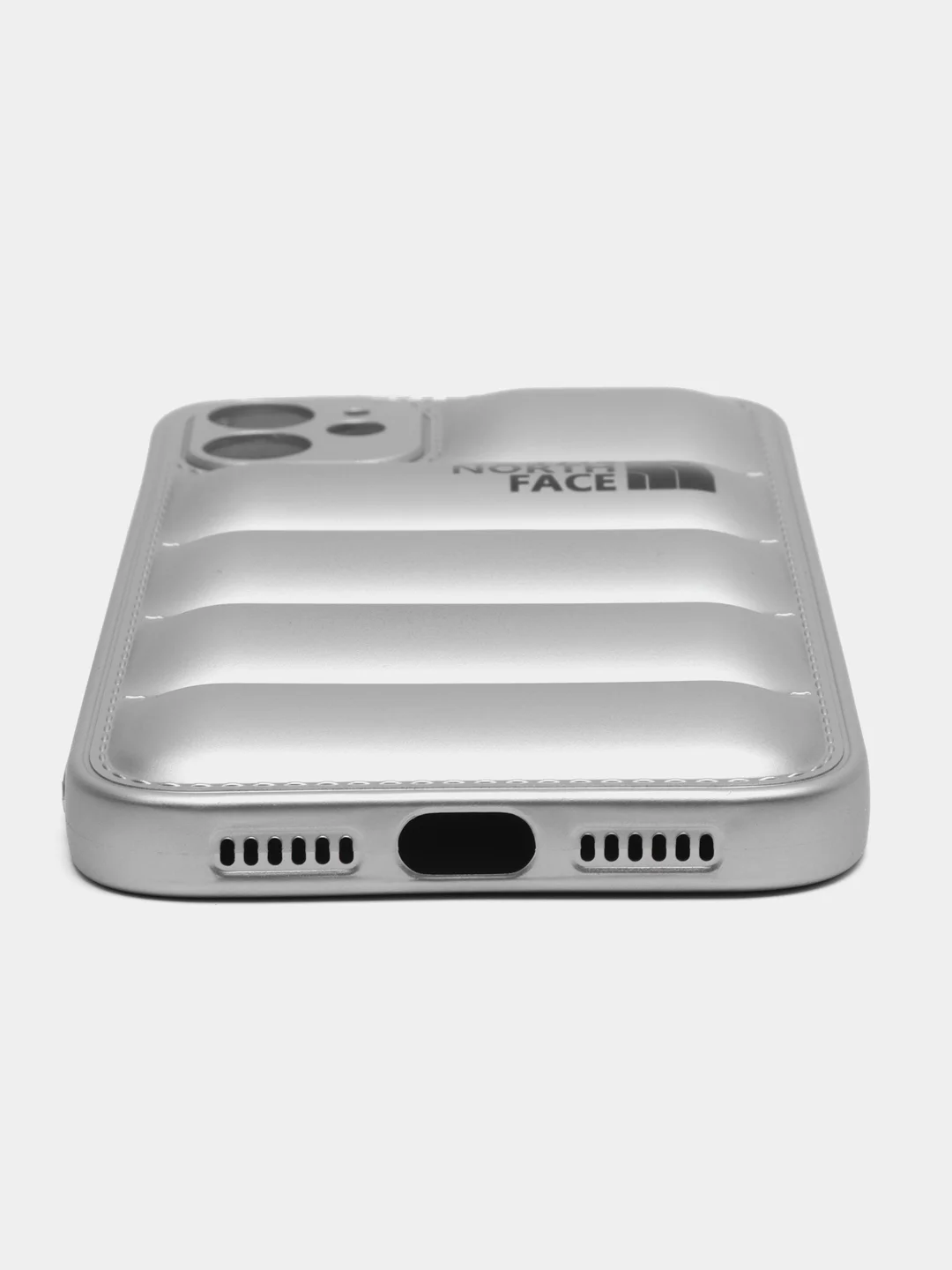 Серебряный чехол с логотипом The North Face, на iPhone (Айфон) 11, 13, 14, 15, 7, 8 Plus, XXS, XR, 12 Pro Max, Plus