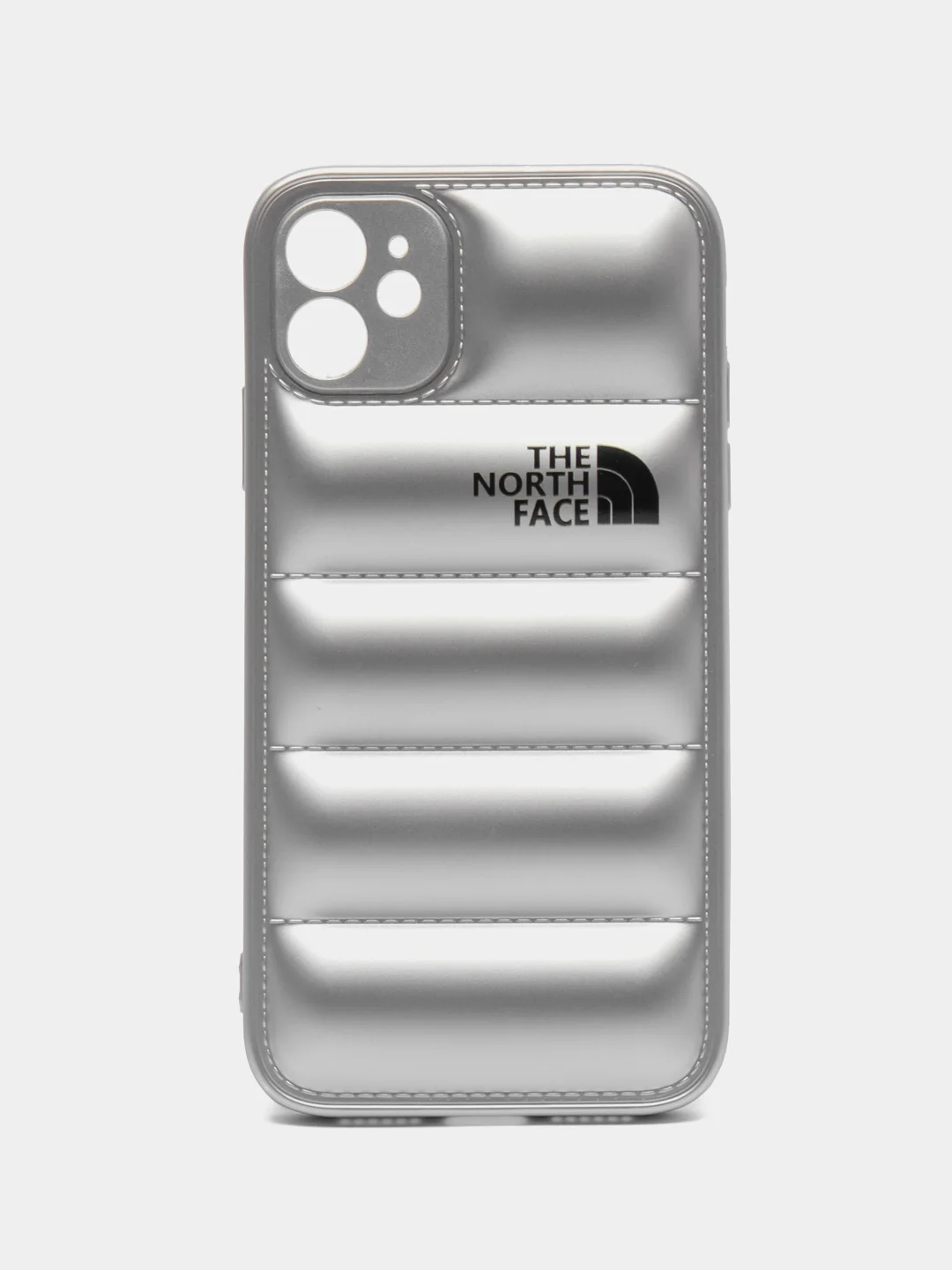 Серебряный чехол с логотипом The North Face, на iPhone (Айфон) 11, 13, 14, 15, 7, 8 Plus, XXS, XR, 12 Pro Max, Plus