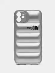 Серебряный чехол с логотипом The North Face, на iPhone (Айфон) 11, 13, 14, 15, 7, 8 Plus, XXS, XR, 12 Pro Max, Plus