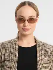 Светло-коричневый солнцезащитные очки, овальной формы, с защитой от УФ-лучей, литые носоупоры