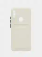 Белый силиконовый чехол для Xiaomi Redmi Note 7 (Сяоми Нот 7), с карманом для карт