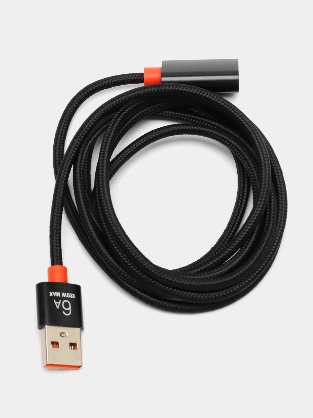 Черный кабель удлинитель usb type-a 6А AM/AF
