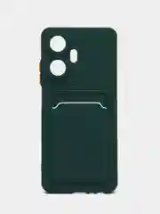 Тёмно-зелёный силиконовый чехол для Realme C55 4G, Реалми С55 4 Джи, c отсеком для карт