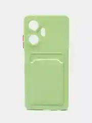 Зеленый силиконовый чехол для Realme C55 4G, Реалми С55 4 Джи, c отсеком для карт