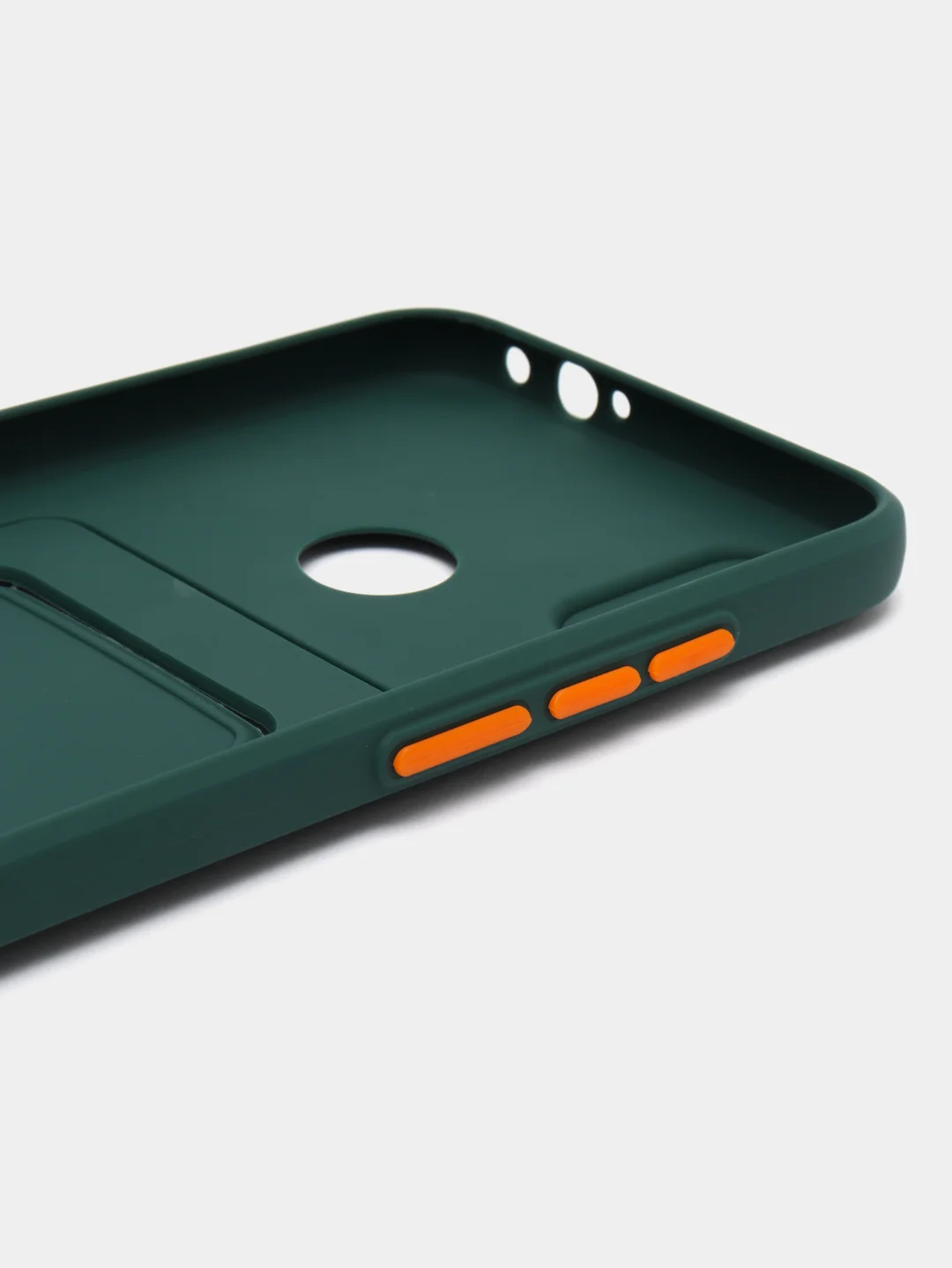 Зеленый силиконовый чехол для Xiaomi Redmi Note 7 (Сяоми Нот 7), с карманом для карт