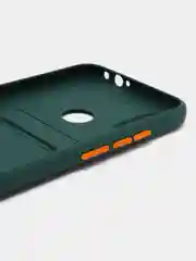 Зеленый силиконовый чехол для Xiaomi Redmi Note 7 (Сяоми Нот 7), с карманом для карт