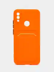 Оранжевый силиконовый чехол для Xiaomi Redmi Note 7 (Сяоми Нот 7), с карманом для карт