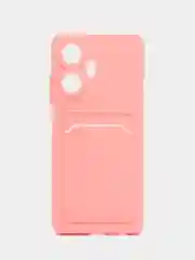 Пудровый силиконовый чехол для Realme C55 4G, Реалми С55 4 Джи, c отсеком для карт
