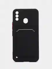 Черный силиконовый чехол для Itel A48 (Ител А48), с карманом для карт