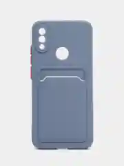 Синий меланж силиконовый чехол для Xiaomi Redmi Note 7 (Сяоми Нот 7), с карманом для карт