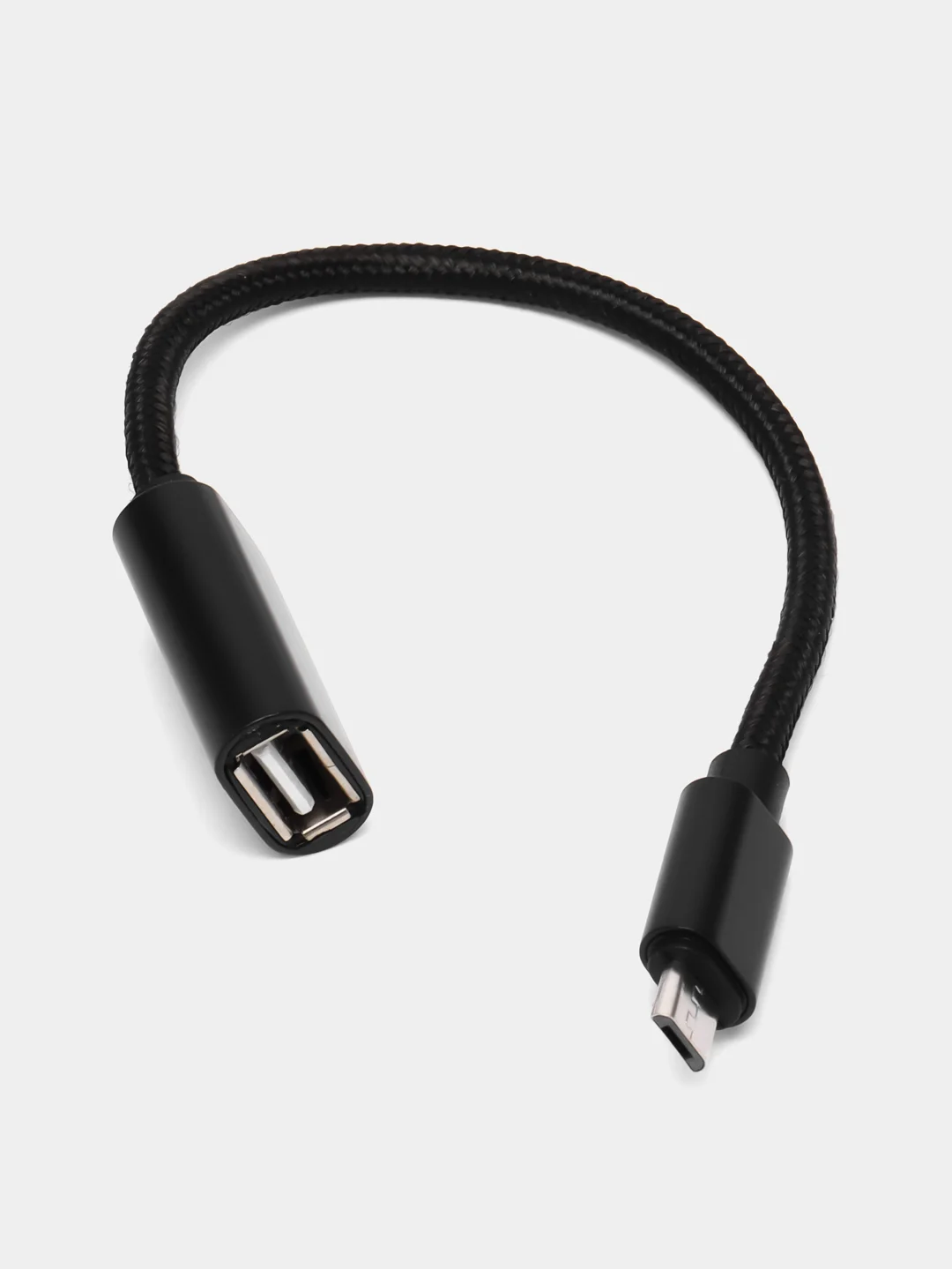 Черный переходник с Micro на USB, с проводом ОТГ, адаптер OTG