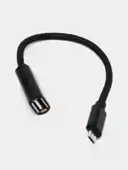 Черный переходник с Micro на USB, с проводом ОТГ, адаптер OTG