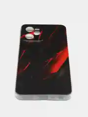 Красный силиконовый чехол на Realme C35 / Реалми С35 прозрачный, с рисунком, защита камеры