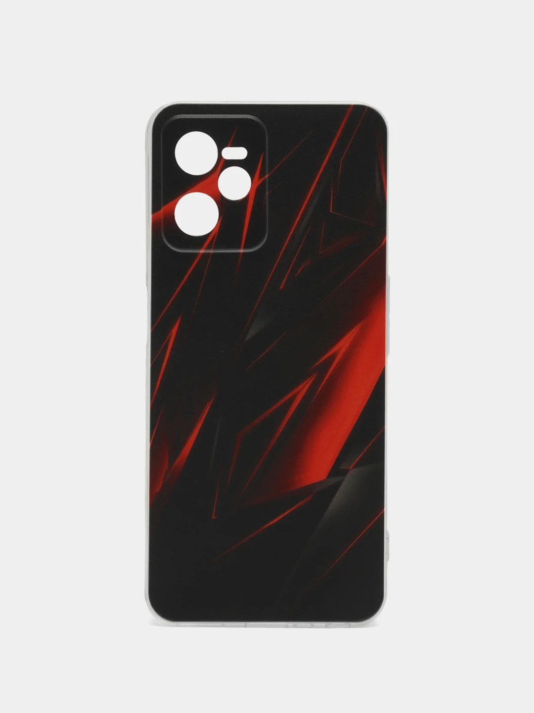 Красный силиконовый чехол на Realme C35 / Реалми С35 прозрачный, с рисунком, защита камеры