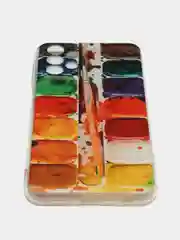 Бордовый чехол силиконовый на Samsung Galaxy A23 / Самсунг А23 прозрачный с рисунком, защита камеры