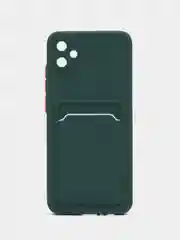 Зеленый силиконовый чехол для Samsung Galaxy A04E / А04Е, цветной, с карманом для карт