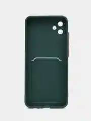 Зеленый силиконовый чехол для Samsung Galaxy A04E / А04Е, цветной, с карманом для карт