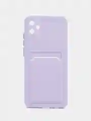 Сиреневый силиконовый чехол для Samsung Galaxy A04E / А04Е, цветной, с карманом для карт