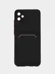 Черный силиконовый чехол для Samsung Galaxy A04E / А04Е, цветной, с карманом для карт