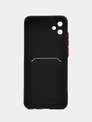 Черный силиконовый чехол для Samsung Galaxy A04E / А04Е, цветной, с карманом для карт