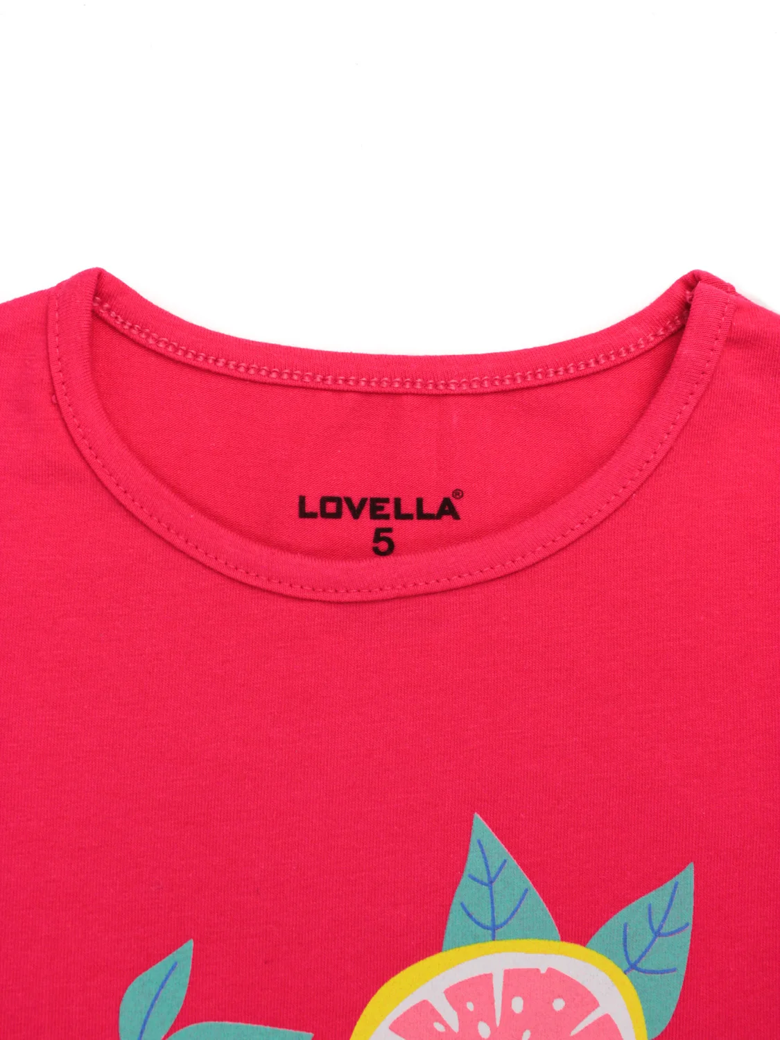 Красный комплект детский трикотажный для девочки, футболка и бриджи Lovella