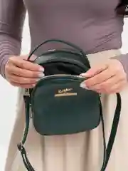 Зеленый сумка через плечо женская, с ручкой, 3 отделения, 3 цвета