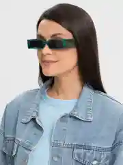 Лесной зеленый солнцезащитные очки прямоугольные