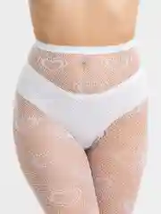 Белый колготки в сетку, с сердечками