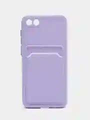 Сиреневый силиконовый чехол для Honor 7A / 7А Prime / Хонор 7S / Huawei Y5 2018 / Y5 Lite, с карманом для карт, прозрачный