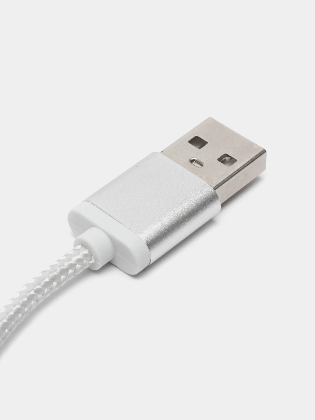 Серебряный кабель Type-C в нейлоновой оплетке