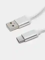 Серебряный кабель Type-C в нейлоновой оплетке