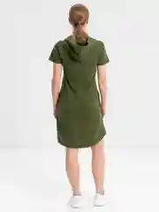 Оливковый платье женское домашнее с капюшоном,  хлопок