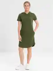 Оливковый платье женское домашнее с капюшоном,  хлопок