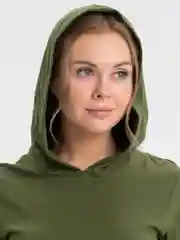 Оливковый платье женское домашнее с капюшоном,  хлопок