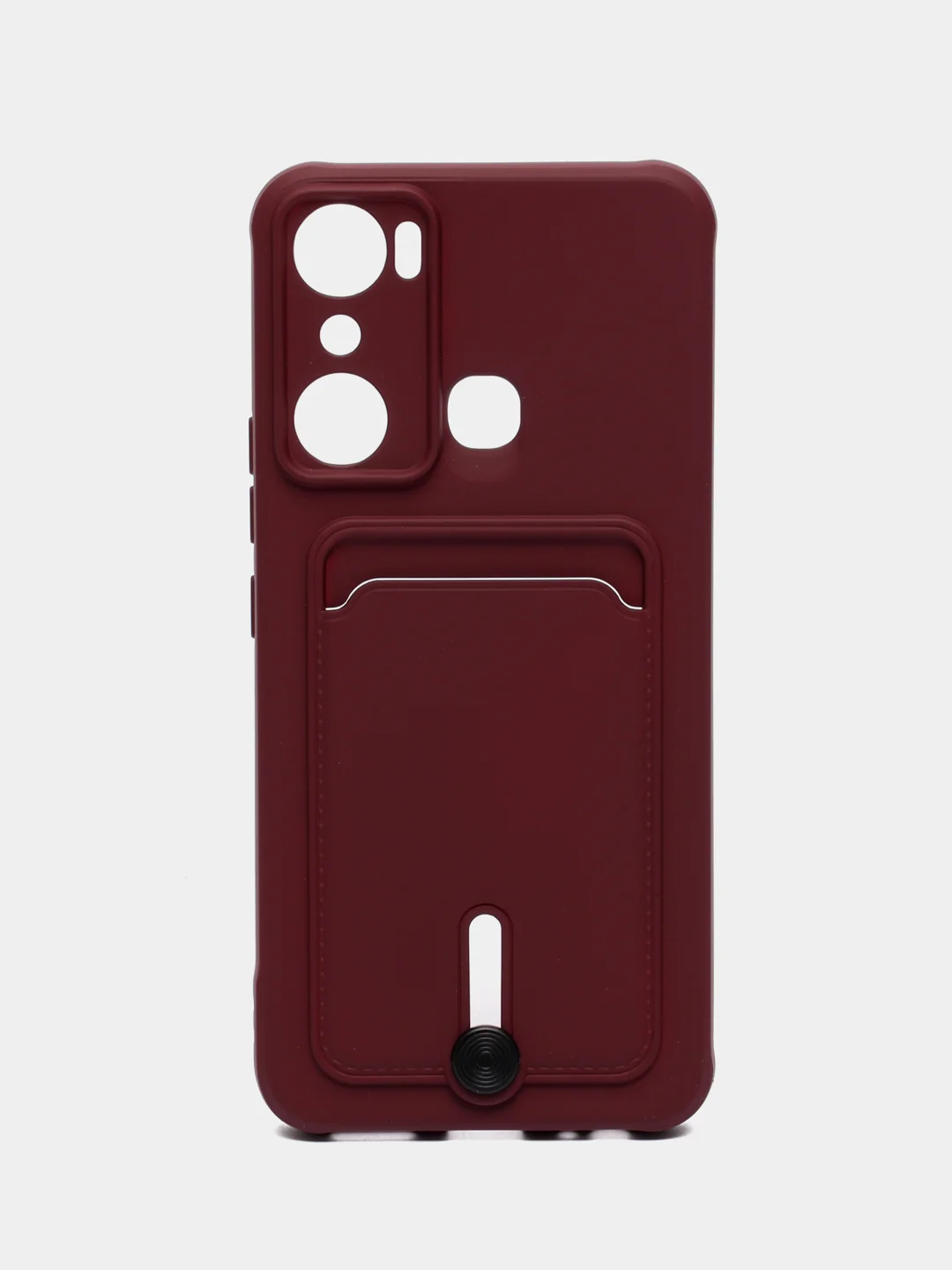 Бордовый чехол для Infinix Hot 20i / Инфиникс Хот 20Ай, силиконовый, с карманом для карты