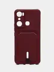 Бордовый чехол для Infinix Hot 20i / Инфиникс Хот 20Ай, силиконовый, с карманом для карты