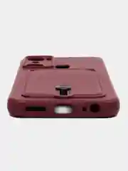 Бордовый чехол для Infinix Hot 20i / Инфиникс Хот 20Ай, силиконовый, с карманом для карты
