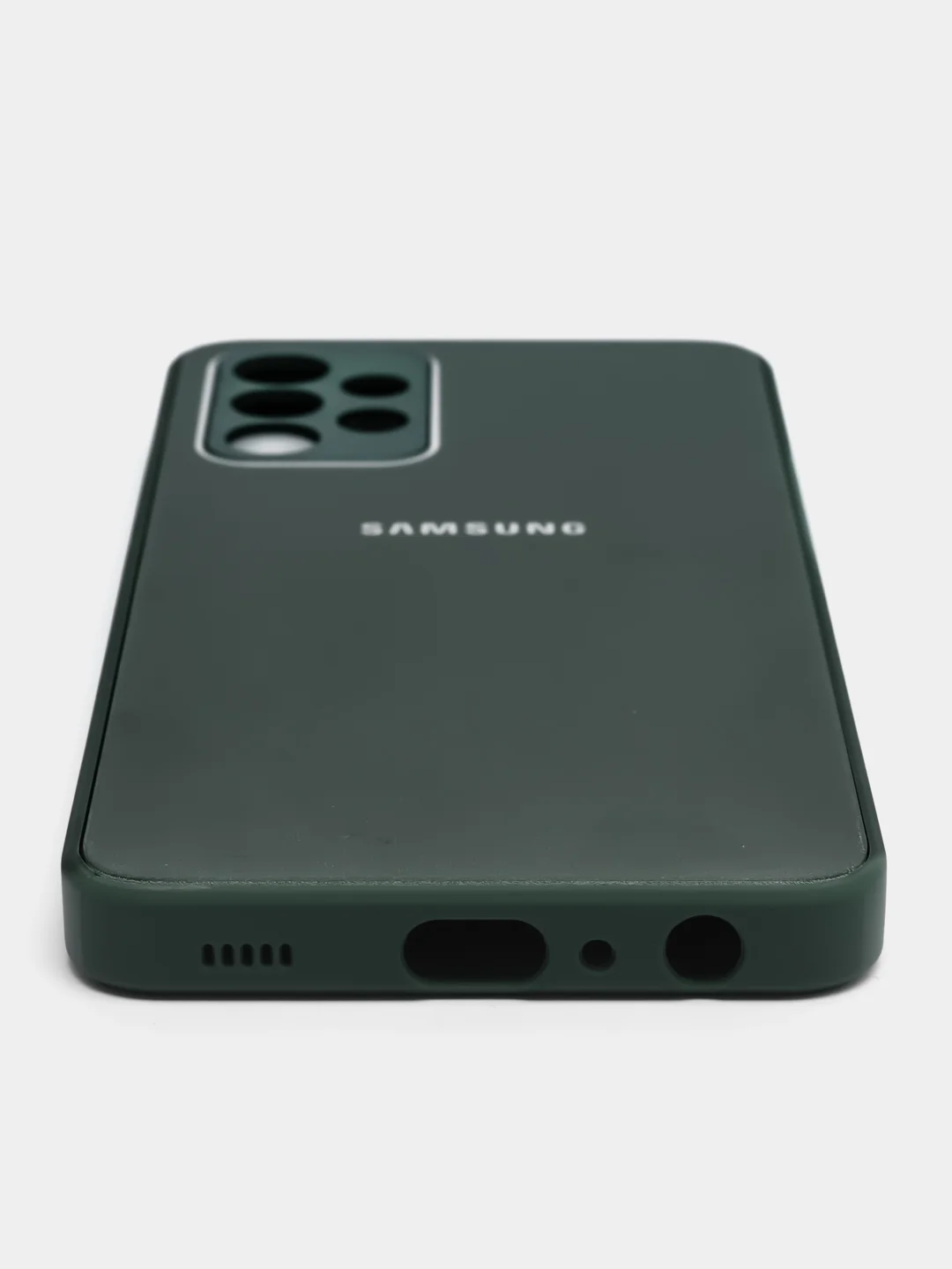 Тёмно-зелёный чехол Samsung Galaxy A32 4G твердый пластиковый глянцевый под стекло Самсунг Галакси А32