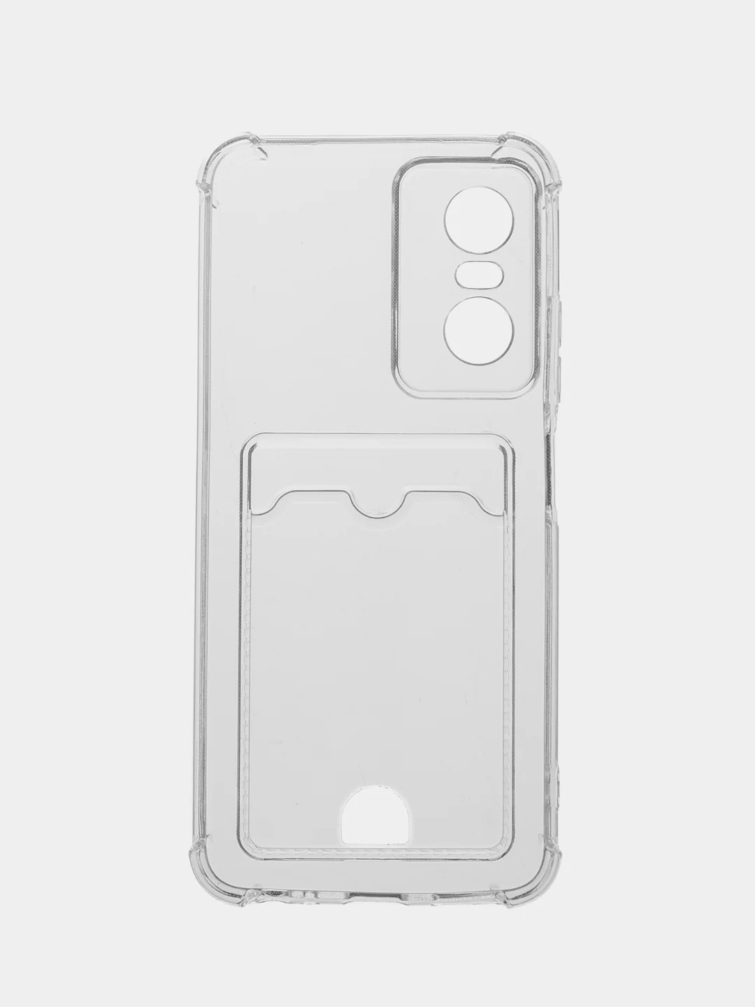 Прозрачный чехол для Tecno Pop 6 Pro (Техно Поп 6 Про), прозрачный, с карманом для карты