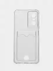 Прозрачный чехол для Tecno Pop 6 Pro (Техно Поп 6 Про), прозрачный, с карманом для карты
