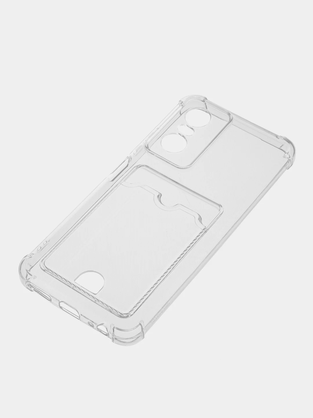 Прозрачный чехол для Tecno Pop 6 Pro (Техно Поп 6 Про), прозрачный, с карманом для карты
